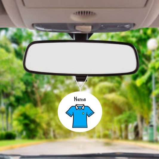 Personalised Car Air freshener Blue Football Shirt 037