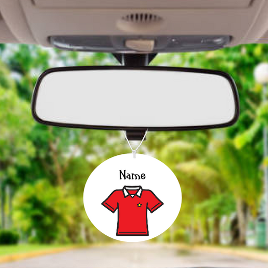 Personalised Car Air freshener Red Football Shirt 038