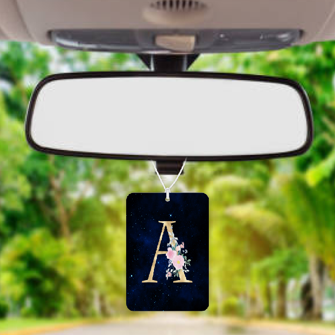 Personalised Car Air freshener Initial With Flowers 076