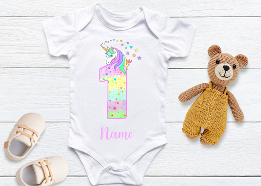 Personalised Baby's 1st birthday vest Unicorn