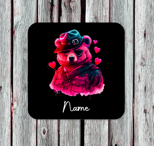 Personalised Drink Coaster Bear 001