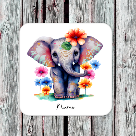 Personalised Drink Coaster Cute Elephant 13