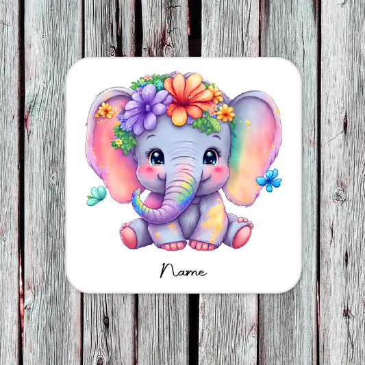 Personalised Drink Coaster Cute Baby Elephant 14