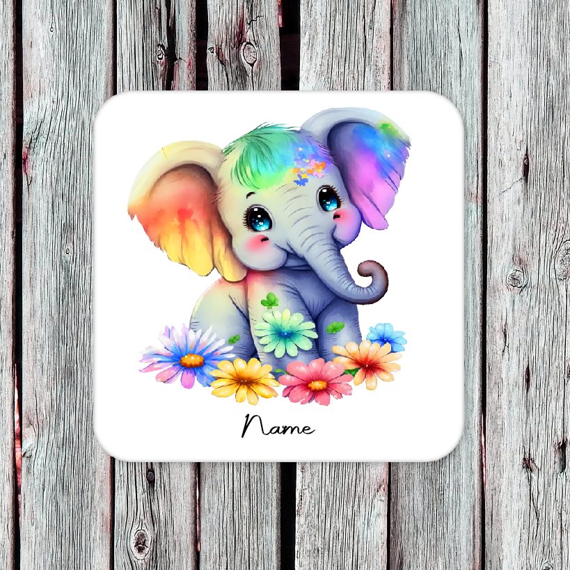 Personalised Drink Coaster Cute Baby Elephant 15