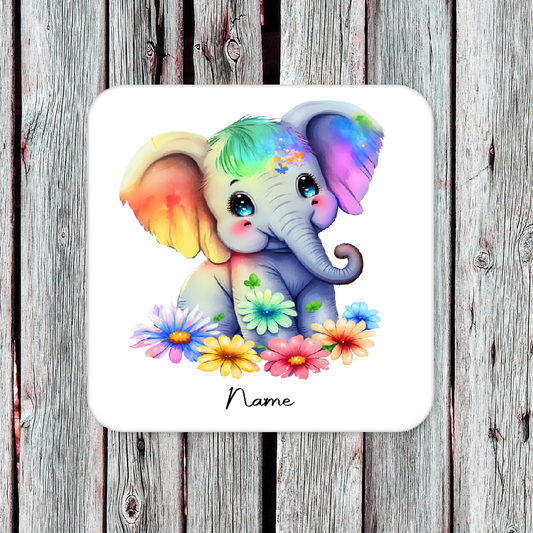 Personalised Drink Coaster Cute Baby Elephant 15