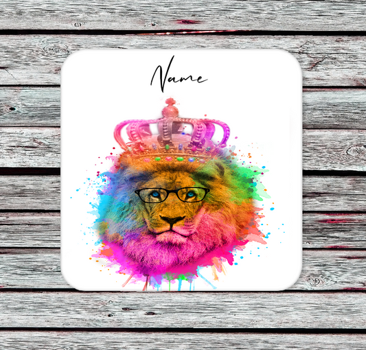 Personalised Drink Coaster Colourful Lion 03