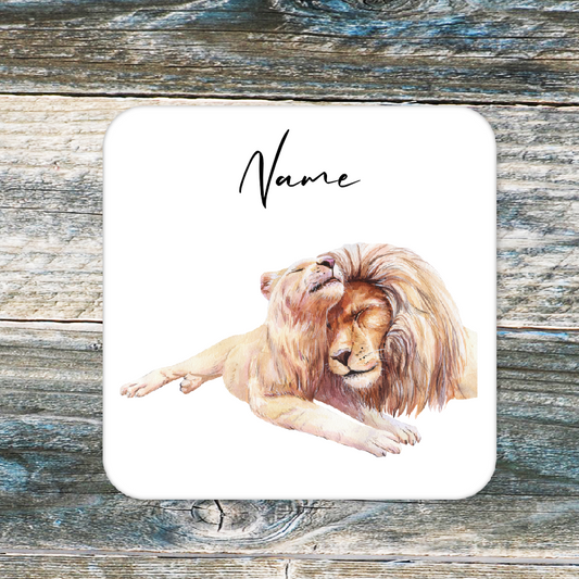 Personalised Drink Coaster Tiger And Lion 31