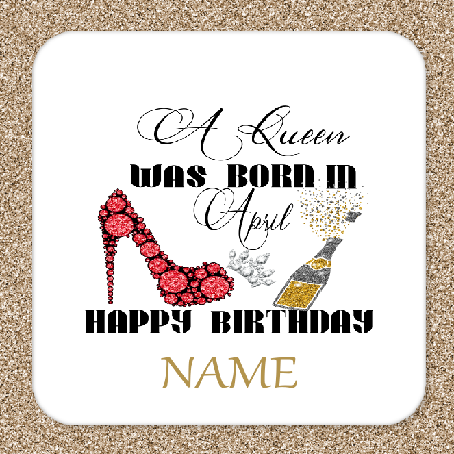 Personalised Drink Coaster April Birthday 347