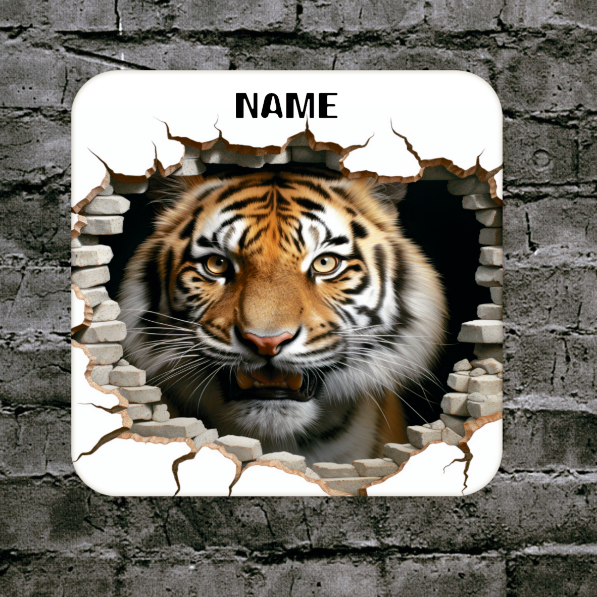 Personalised Drink Coaster 3d Tiger 385