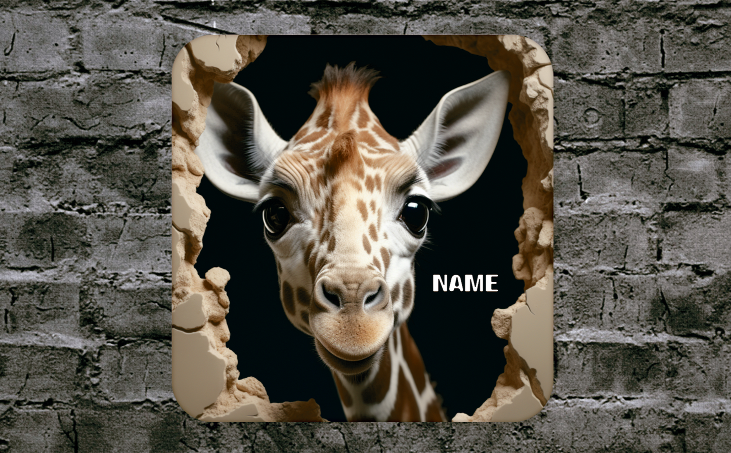 Personalised Drink Coaster 3d Giraffe 386