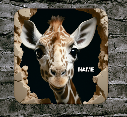 Personalised Drink Coaster 3d Effect Giraffe 386