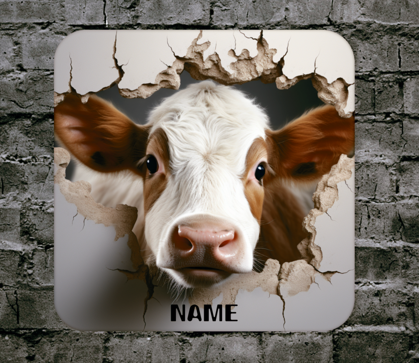 Personalised Drink Coaster 3d Cow 387