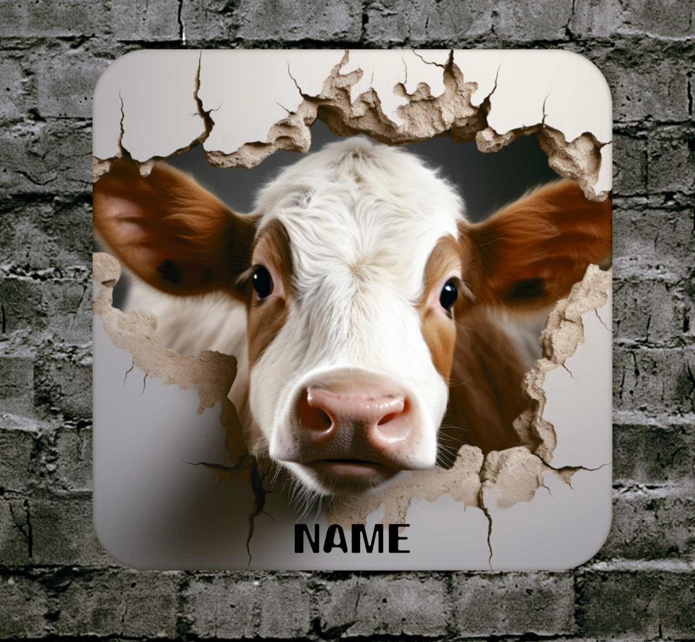 Personalised Drink Coaster 3d Effect Cow 387