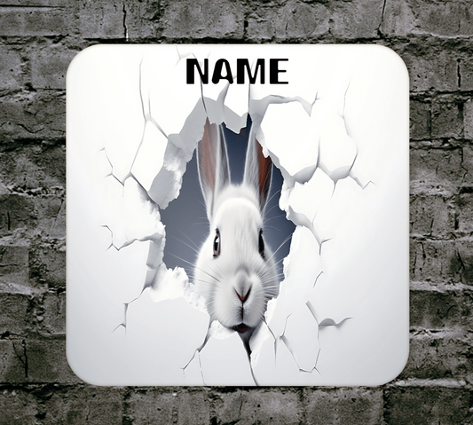 Personalised Drink Coaster 3d Rabbit 389