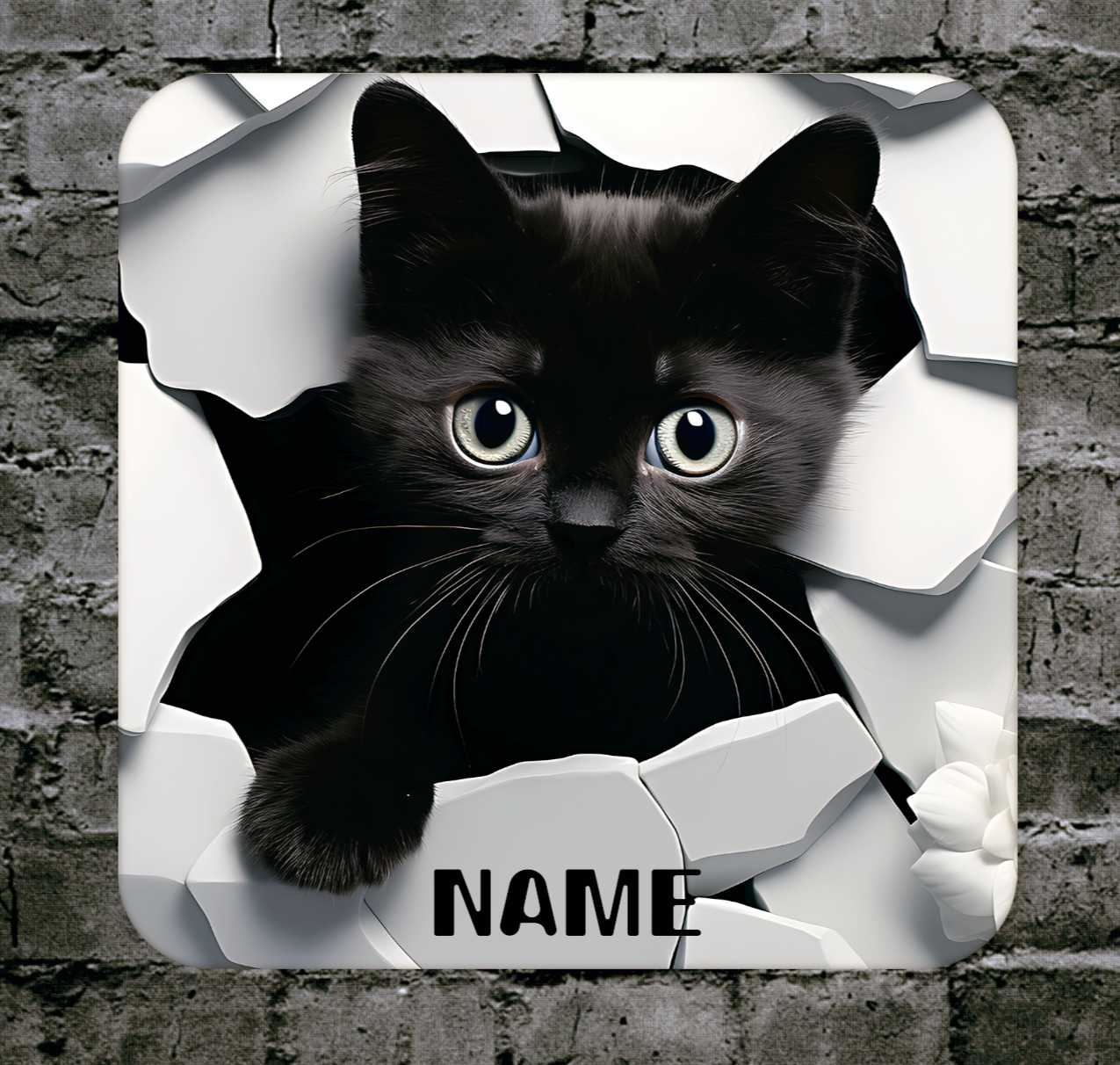 Personalised Drink Coaster 3d Cat 391