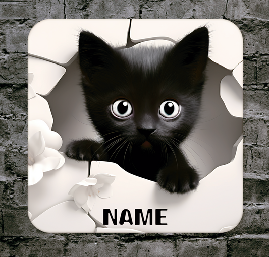 Personalised Drink Coaster 3d Cat 392