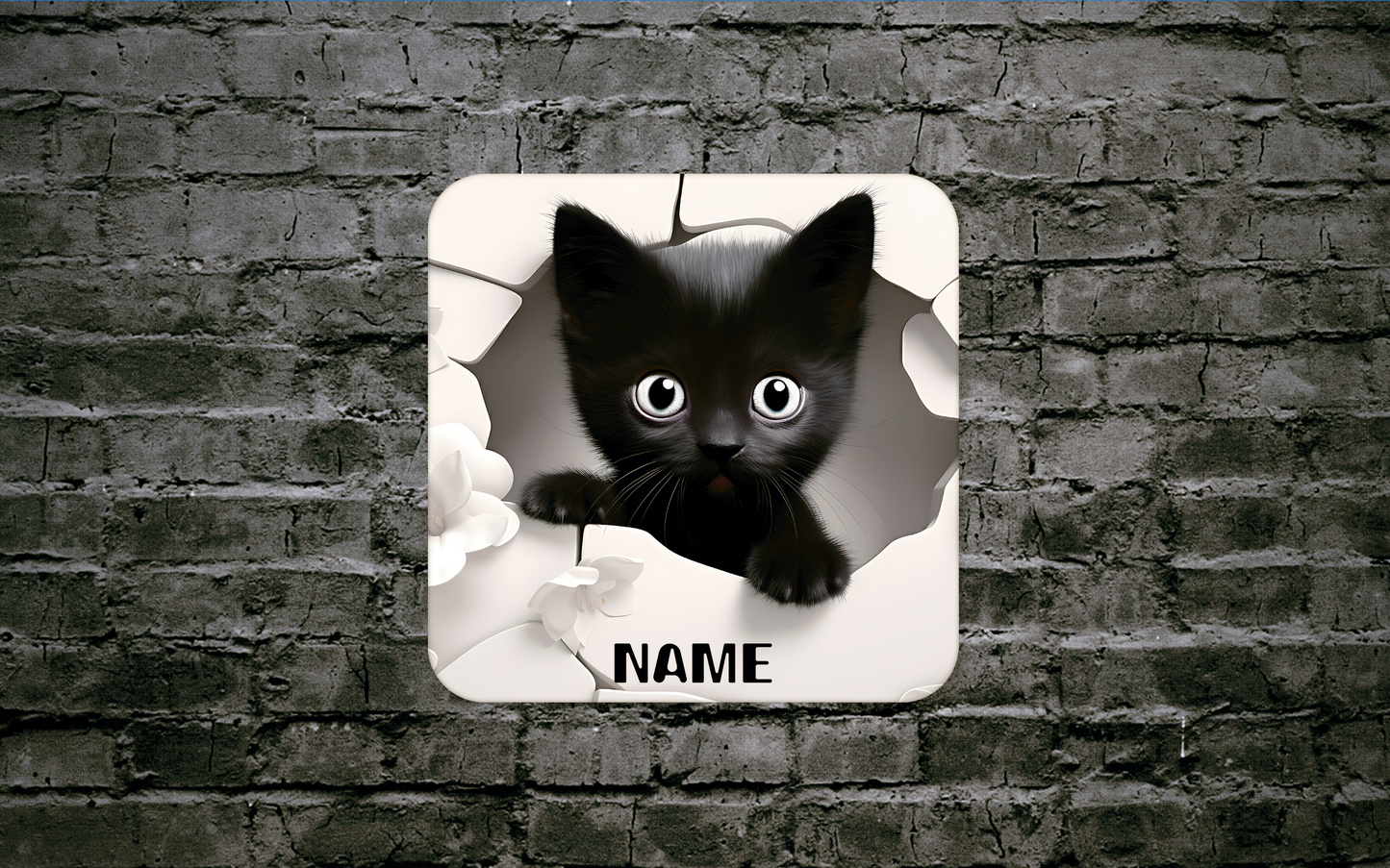 Personalised Drink Coaster 3d Effect Cat 392