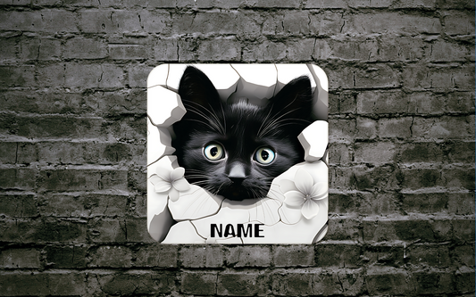 Personalised Drink Coaster 3d Cat 393