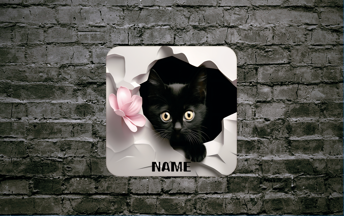 Personalised Drink Coaster 3d Cat 394