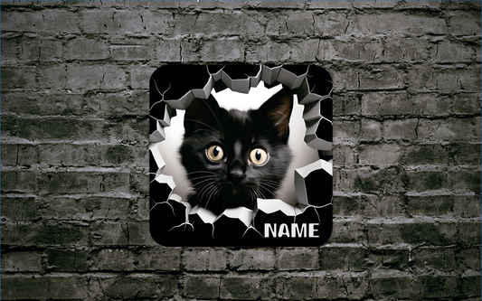 Personalised Drink Coaster 3d Cat 395