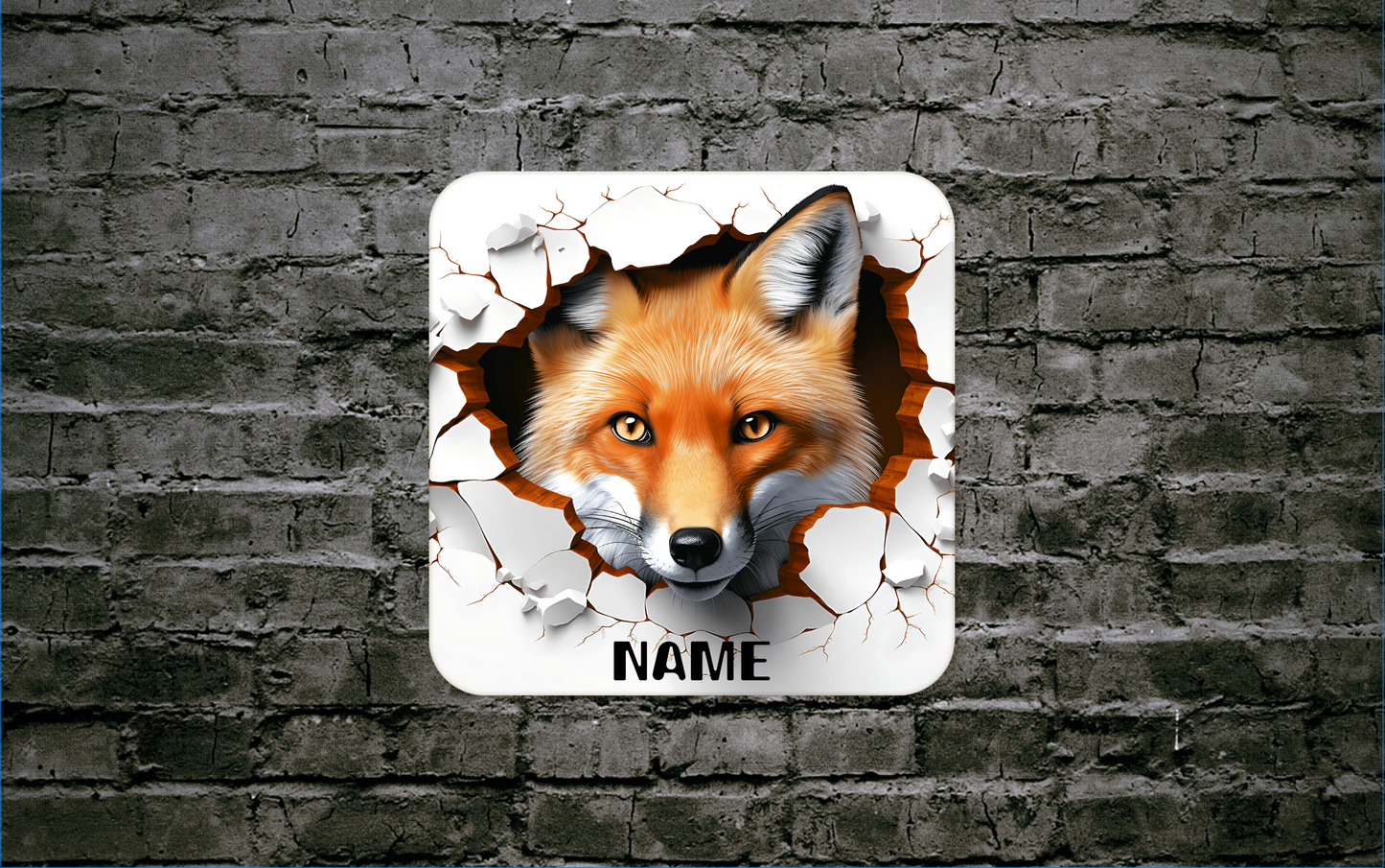 Personalised Drink Coaster 3d fox 398