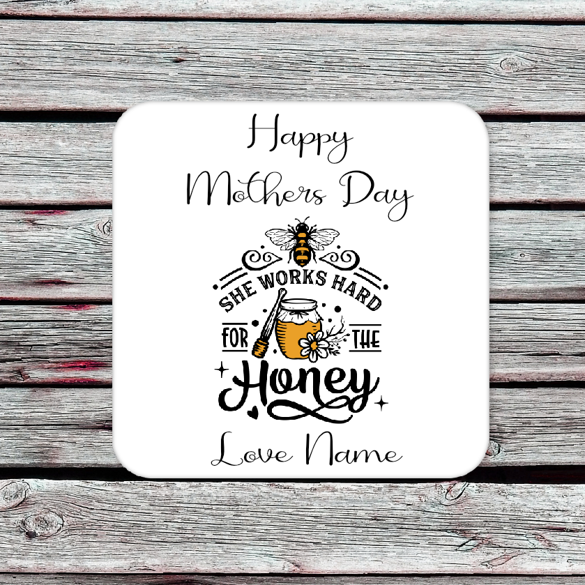 Personalised Drink Coaster Happy Mothers Day Bees 42