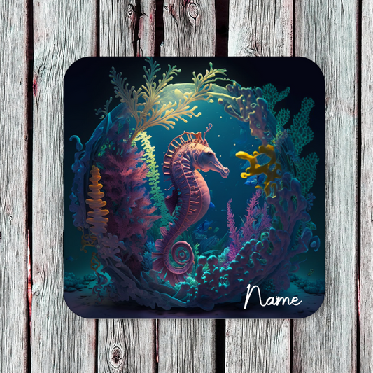 Personalised Drink Coaster Seahorse 48