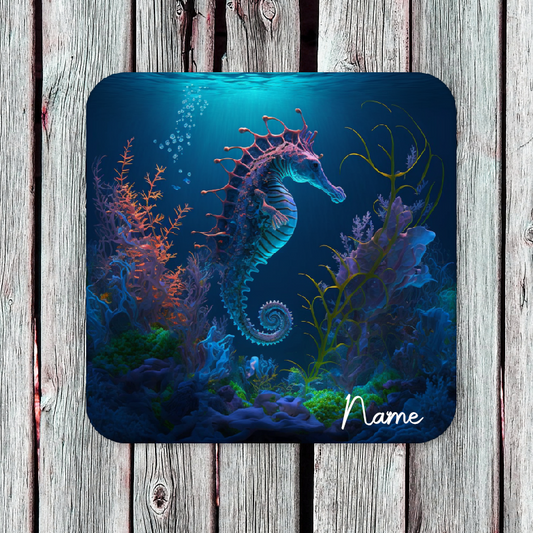 Personalised Drink Coaster Seahorse 49