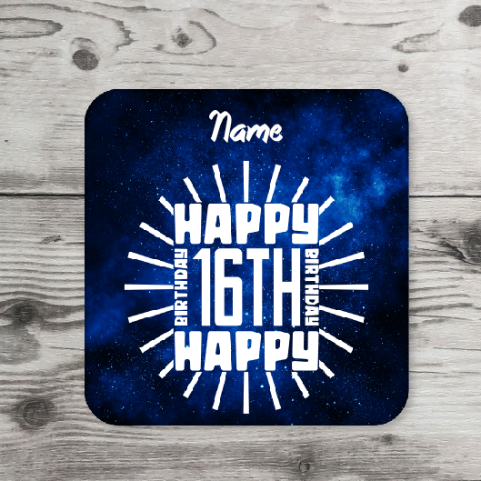 Personalised Drink Coaster 16th Birthday 64