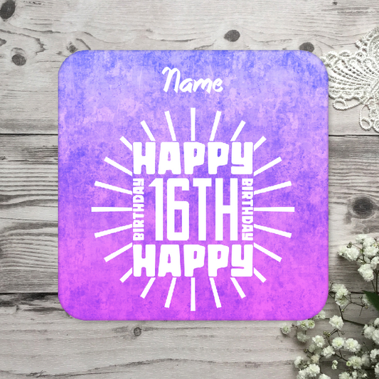 Personalised Drink Coaster 16th Birthday 65