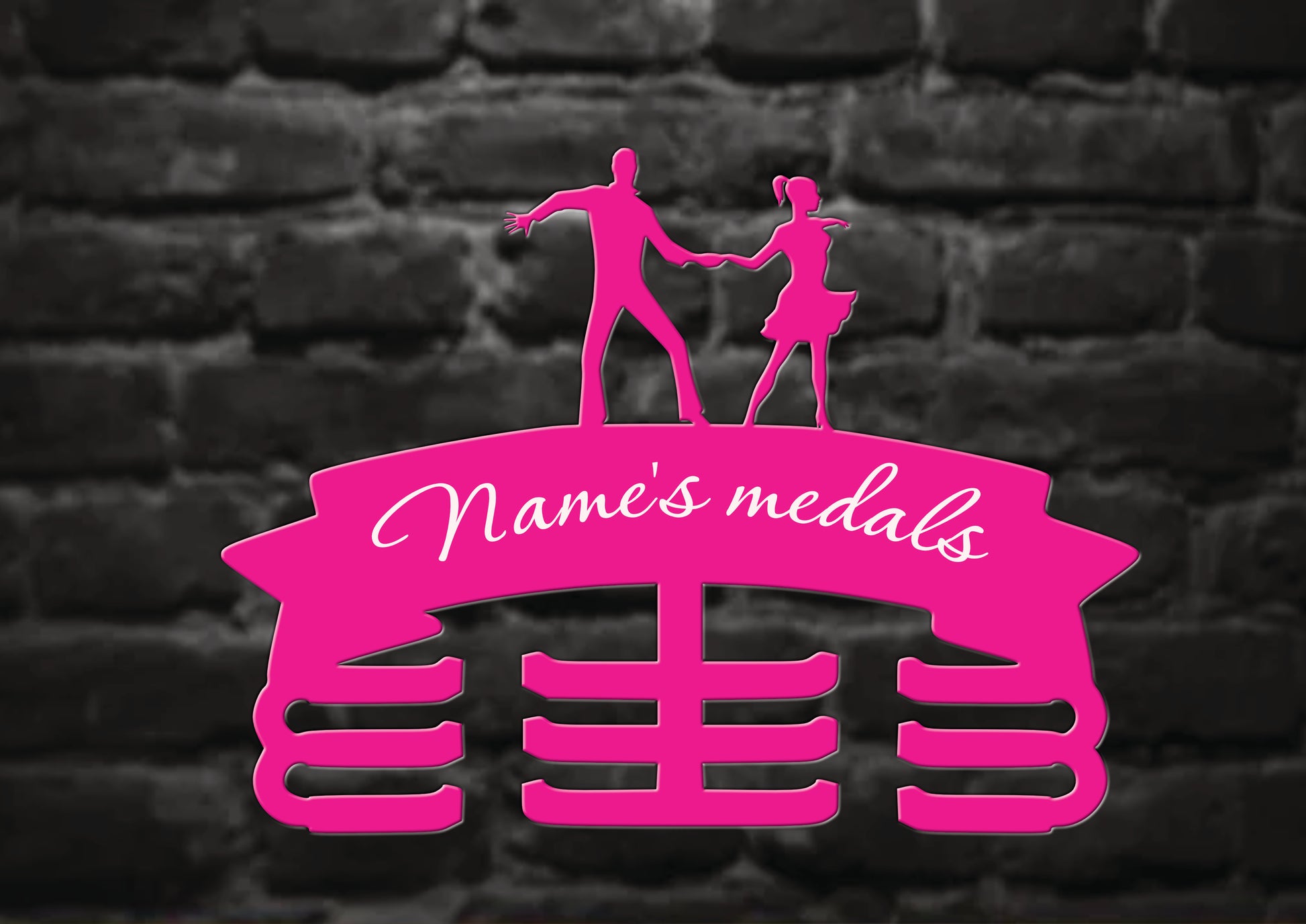 Dance couple medal holder pink