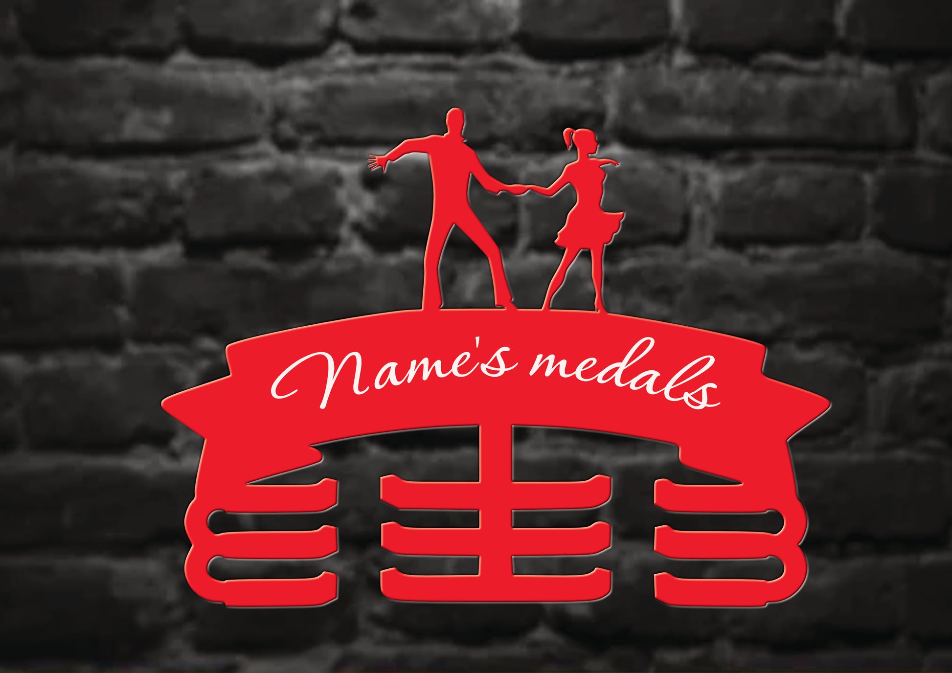 Dance couple medal holder red