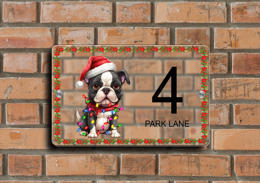 Christmas Door Sign Boston Terrier 11