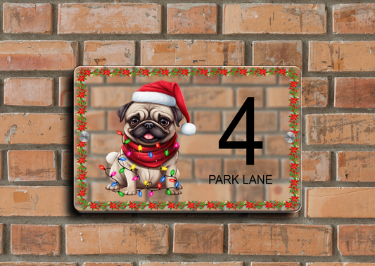 Christmas Door Sign Pug 32
