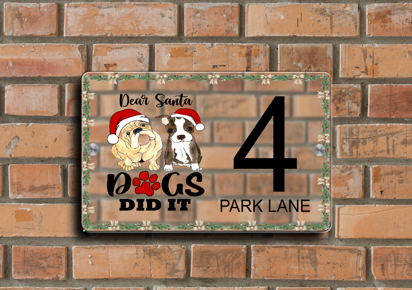 Christmas Door Sign Dogs 55