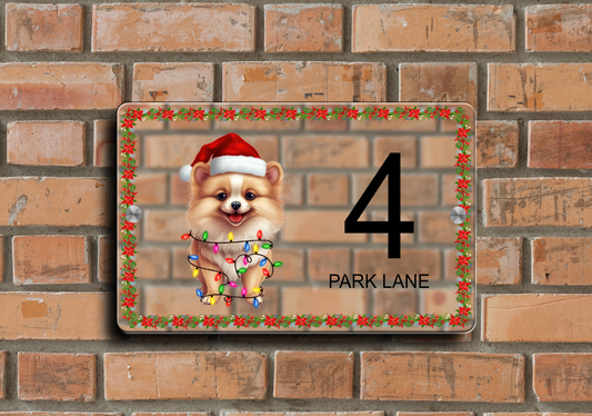 Christmas Door Sign Pomeranian 07