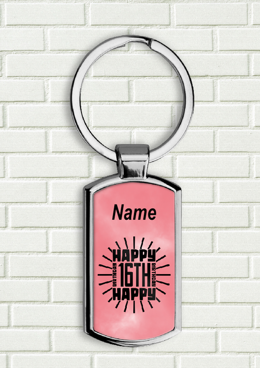 Personalised 16th Birthday Keyring 004