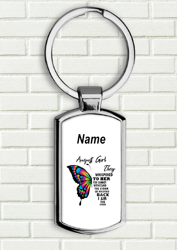 Personalised August Birthday Keyring 007