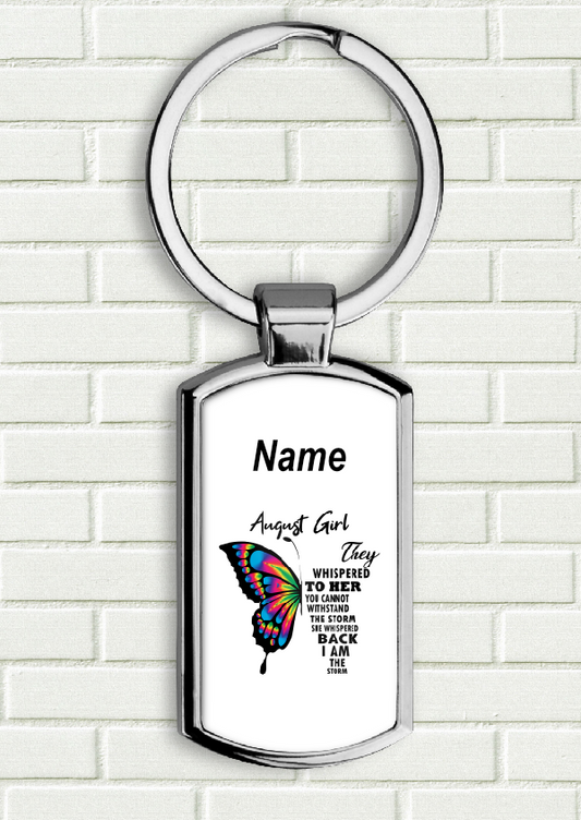 Personalised August Birthday Keyring 007