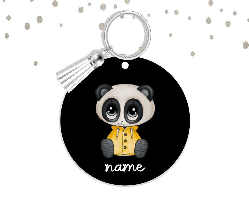 Personalised Cute Panda Keyring 020