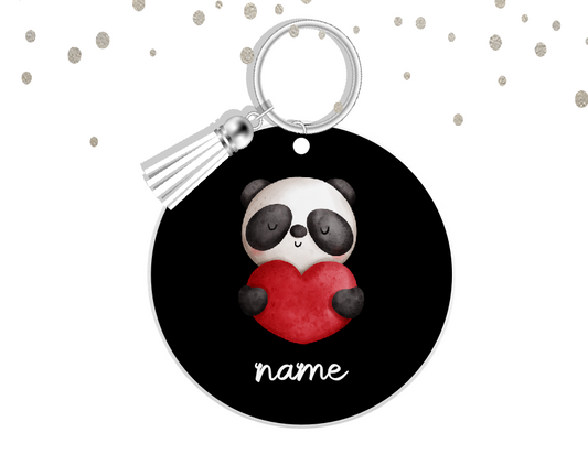 Personalised Love Panda Keyring 036