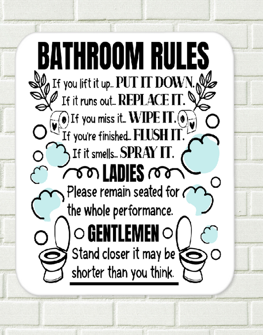 Bathroom Rules Aluminium Sign 04