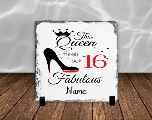 Personalised Photo Slate 16th Birthday Queen 03