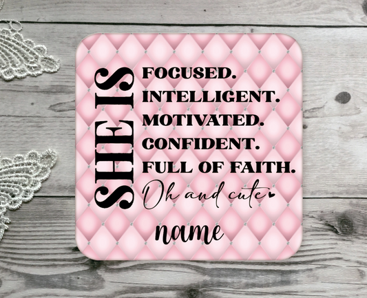 Affirmation Gift Coaster pink