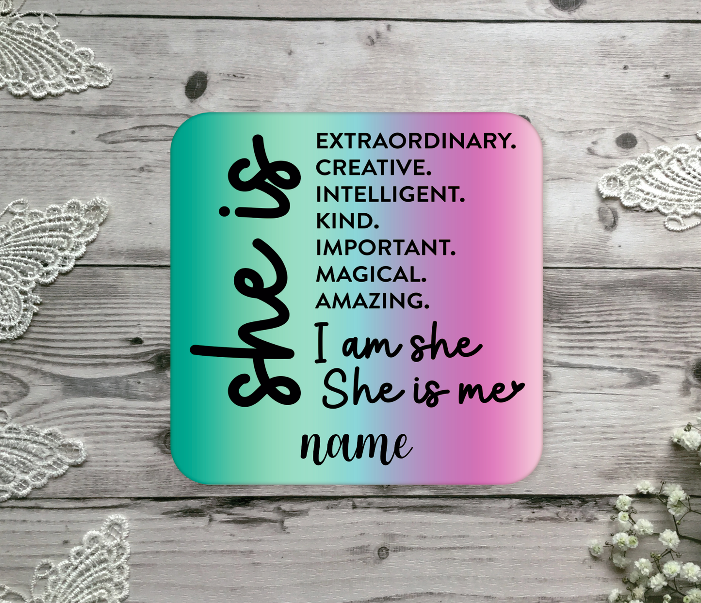 Affirmation Gift Coaster multicoloured