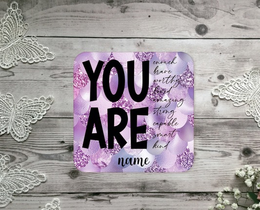 Affirmation Gift Coaster purple