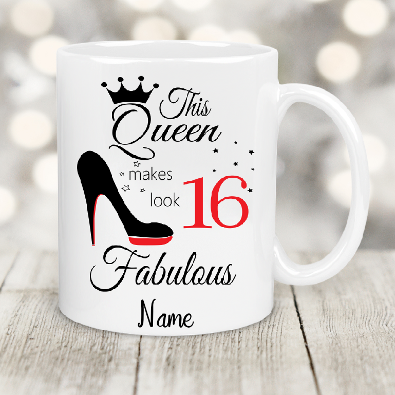 Personalised Gift Cup 16th birthday queen 29